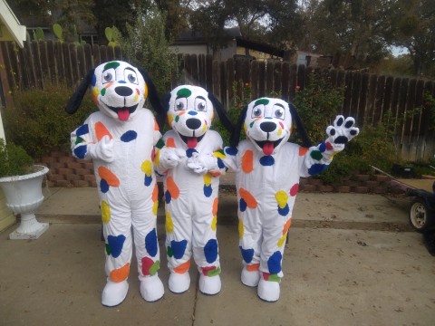 Spoticus suits of various sizes