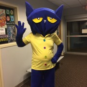 David Newyear dresses up as Pete the Cat